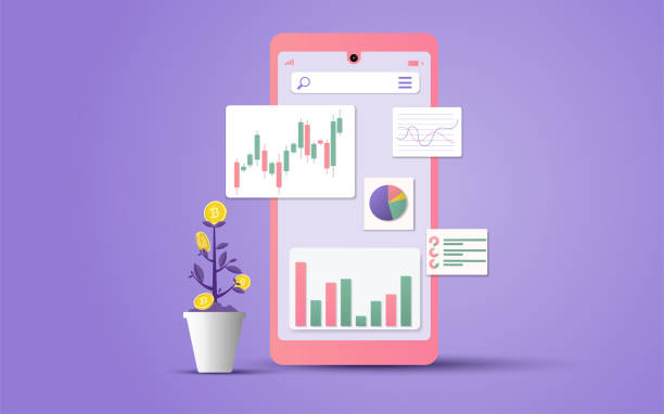 istock Stock and forex trading on smartphone screen with trading chart for stock exchange market. Bitcoin cryptocurrency. Growing financial index.