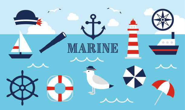 marine Marine sailor hat stock illustrations