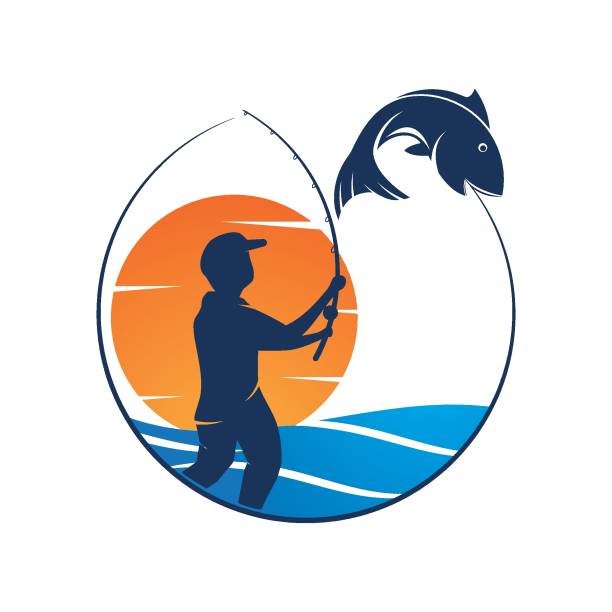 Fishing logo vector Fishing logo vector flat design template marine corps badge stock illustrations