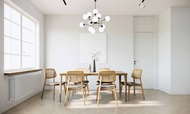 istock japandi modern scandinavian style apartment interior, white dining room ideas, 3d background 1400230282