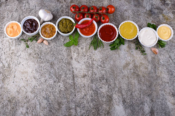 istock Set of different sauces. Ketchup, mustard and mayonnaise 1400231381