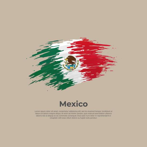 ilustraciones, imágenes clip art, dibujos animados e iconos de stock de bandera de méxico. pinceladas. pincel pintado de la bandera mexicana sobre un fondo claro. diseño vectorial, plantilla póster nacional con lugar para texto. bandera patriótica estatal de méxico, portada. espacio de copia - bandera mexicana