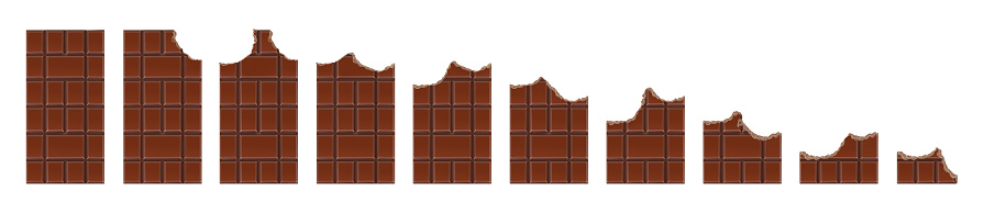 Set of Chocolate Bitten Bars on white background, realistic vector illustration