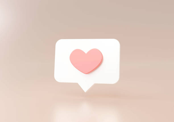 istock Love button notification alert on chat speech bubble notice reminder 3d cartoon illustration 1400233402