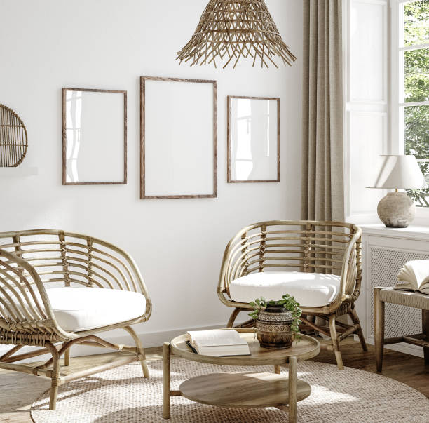 istock Mockup frame in farmhouse living room interior 1400234545
