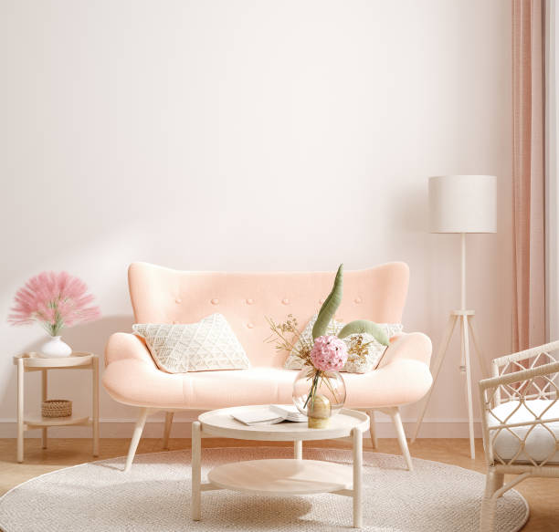 istock Home interior, room in light pastel colors, Scandi-Boho style 1400234563