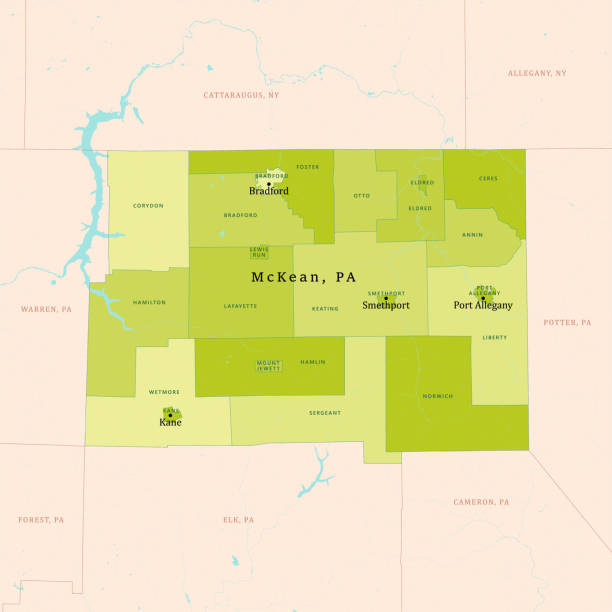 pa mckean county vector map green - kane 幅插畫檔、美工圖案、卡通及圖標