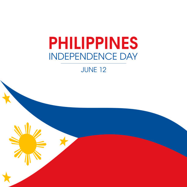 ilustrações, clipart, desenhos animados e ícones de cartaz do dia da independência das filipinas com vetor de bandeira acenando - philippino flag