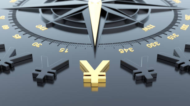 istock Compass with golden Japanese Yen symbol 1400238493