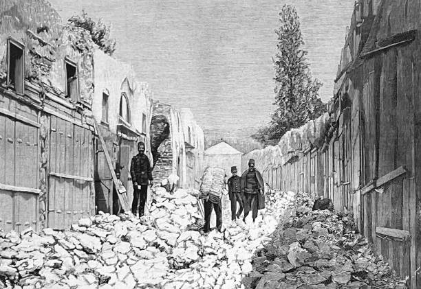 ilustrações, clipart, desenhos animados e ícones de terremoto em istambul - built structure germany history 19th century style