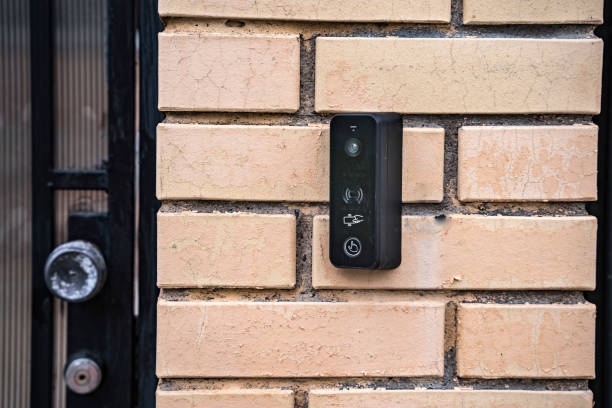 istock intercom panel with a video camera on the brick fence of private house 1400239294