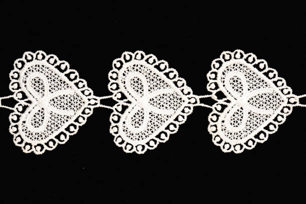 istock White lace with hearts on black background isolated 1400240747