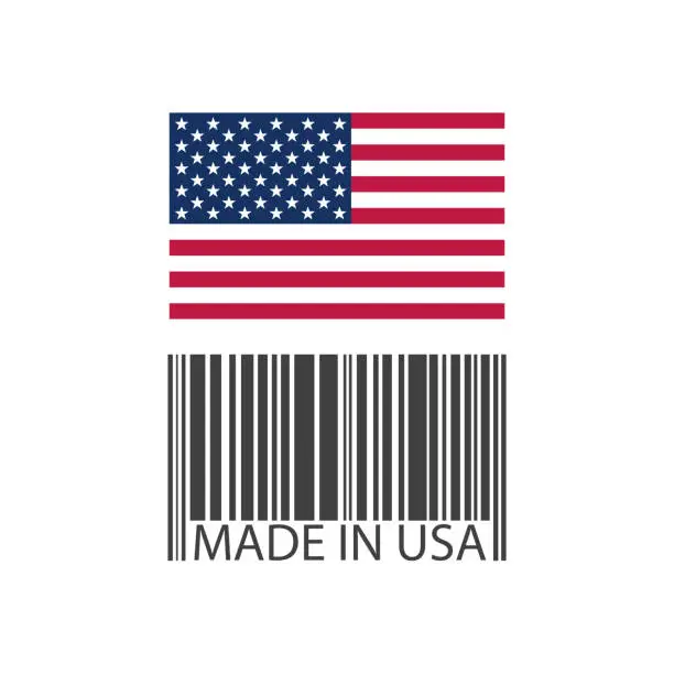 Vector illustration of Barcode with numbers made in USA - Vector