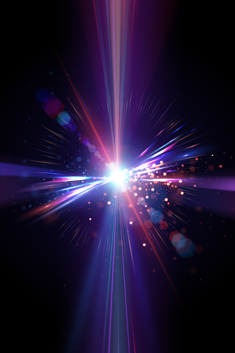 Abstract light flash effect with rays and sparks in vector