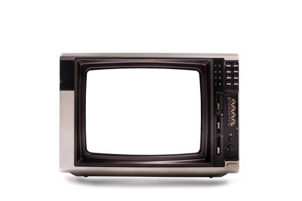 istock Old TV with clipping path isolated on white background. Retro CRT television 1400245602