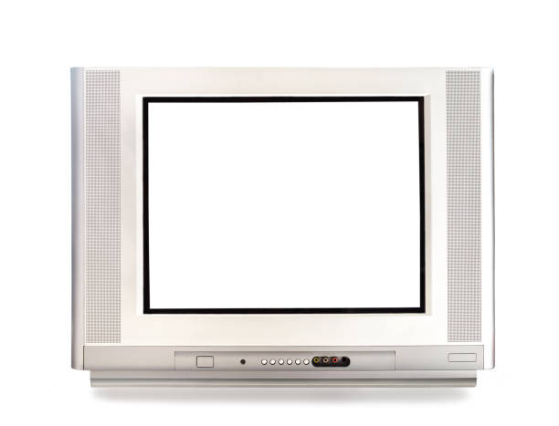 istock Television receiver isolated with white screen clipping path on white background. 1400245628