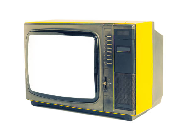 istock Old television isolated on white background,retro vintage style tv 1400245632