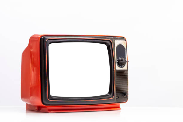 istock Retro red old television receiver with cut out screen isolated on white background 1400245658