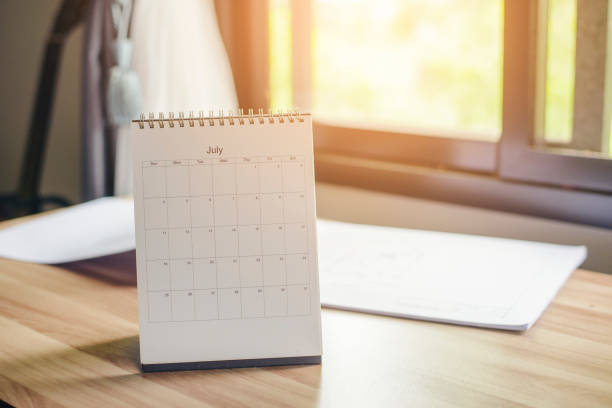 istock 2022 Calendar desk place on the table. Desktop Calender for Planner to plan agenda, timetable, appointment, organization, management each date, month, and year on wooden office table. Calendar Concept 1400245824