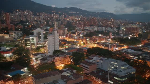 Hyperlapse view of Poblado district Medellin Colombia Antioquia timelapse aerial shot