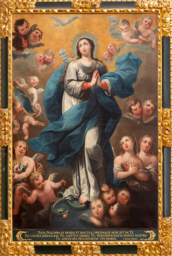 Valencia - The painting of Immaculate Conception in the church Iglesia de San Marín by Isidoro Tapia (1712 - 1778).