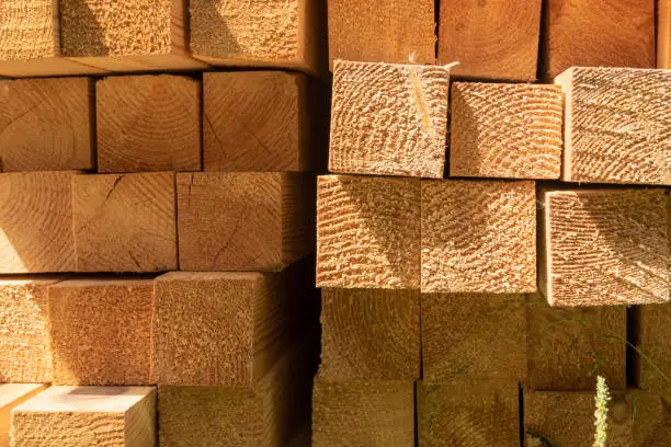 Stack of wooden blocks for construction. Background image