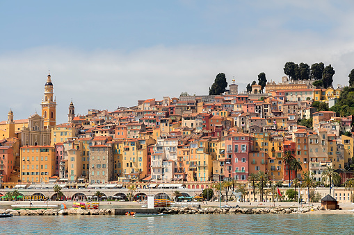 Old city of Menton with Saint Michel Church, Cote d'Azur, French Riviera, France.