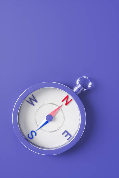 istock Close-up of a compass on a purple background. 3d render illustration 1400255524