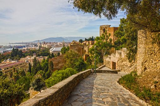Malaga fortress, Spain, Gibralfaro Castle architecture