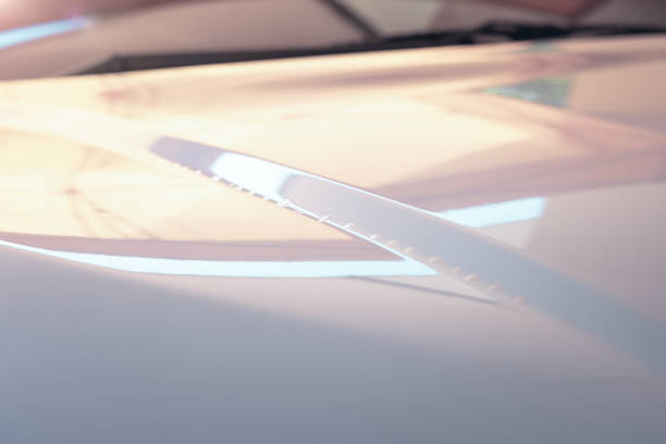 close up of film wrap on car vehicle with bubble problem for for protection paint coating. - bubble foil imagens e fotografias de stock