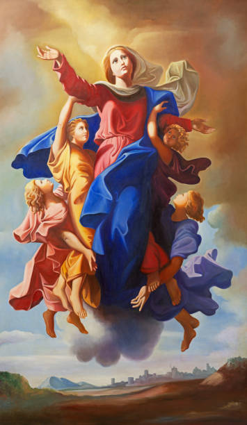 valencia - la pintura neobarroca de la iglesia de la asunción basílica de la mare de deu dels desamparats - neobaroque fotografías e imágenes de stock