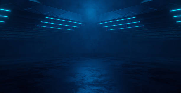 istock Breathtaking Ultramodern Interesting Smoke Bright Blue Gallery Background Wallpaper 3D Rendering 1400261025