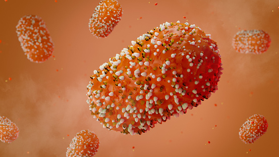 Virus Monkeypox, uno de los ortopoxvirus humanos, formato de banner de fondo abstracto 3D Render photo