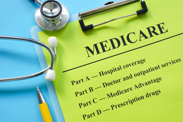 Papers about types of medicare insurance and stethoscope. Papers about types of medicare insurance and a stethoscope. medicare stock pictures, royalty-free photos & images