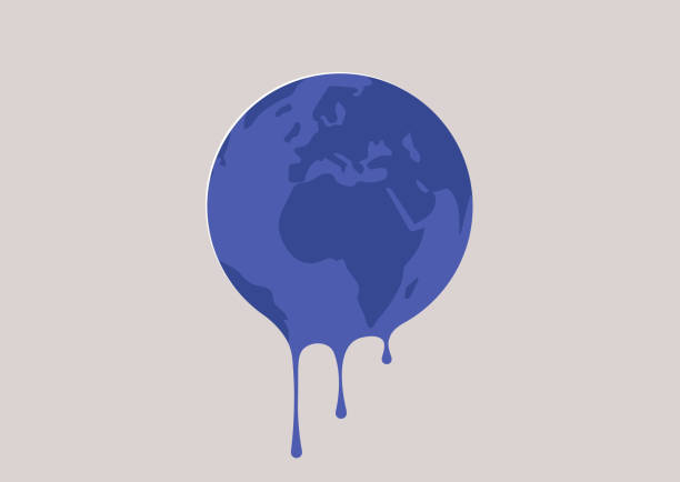 ilustrações de stock, clip art, desenhos animados e ícones de a global warming catastrophe, a climate change problem, a planet earth melting - pollution planet sphere nature