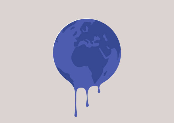 катастрофа глобального потепления, проблема изменения климата, таяние планеты земля - pollution planet sphere nature stock illustrations