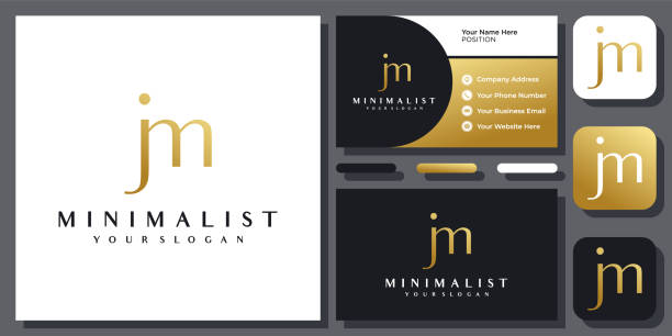 istock Initials Letter JM or J M Gold Luxury Elegant Lowercase Simple Vector  Design with Business Card 1400265632