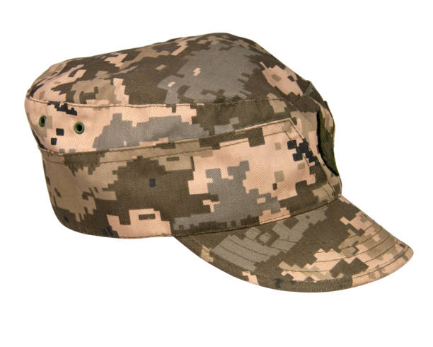 istock Pixel military cap uniform isolated on the white background 1400265979