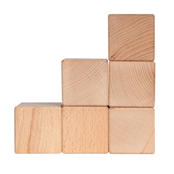 istock Wooden cubes brick construction for creative text isolated on the white background 1400266066