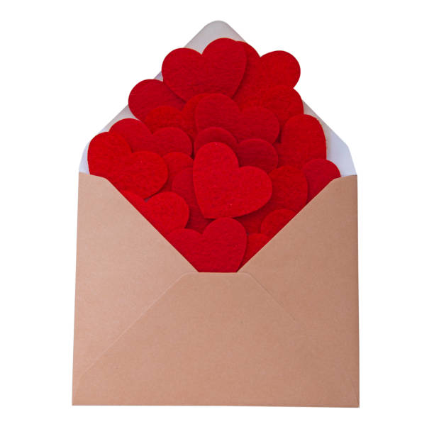 istock Craft brown envelope with felt heart isolated on the white background 1400267270