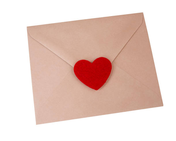 istock Craft brown envelope with felt heart isolated on the white background 1400267705