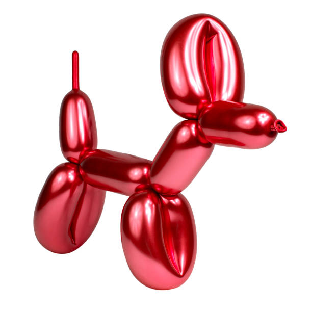 istock Shiny red balloon model dog isolated on the white background 1400268639