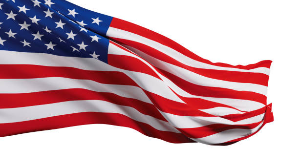 USA or American flag isolated on white background 3D render