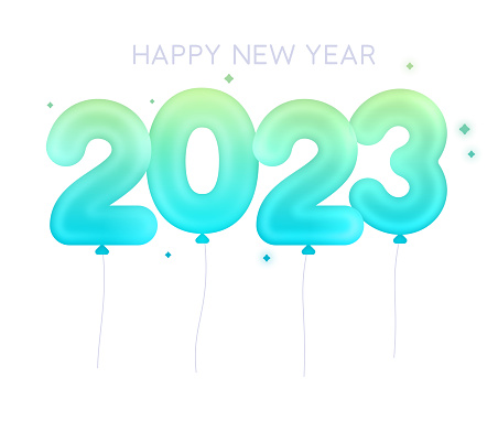 Happy new year 2023 celebration balloons.