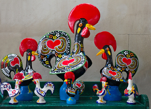 Madeira traditional souvenirs - cock figures, Portugal.
