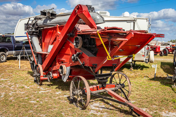 Fort Meade, FL - February 23, 2022: Red Frick Thresher Model 1906 at local tractor show