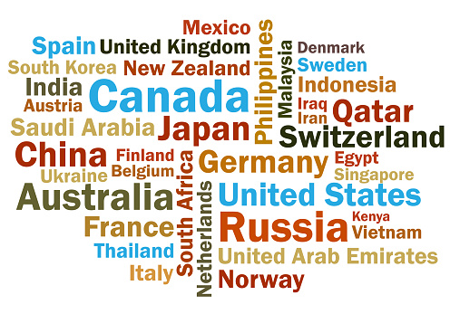 countries in the world word cloud vector illustration