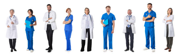 medici impostati su bianco - doctor healthcare and medicine human resources teamwork foto e immagini stock