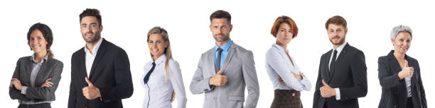istock Happy business people on white 1400286551