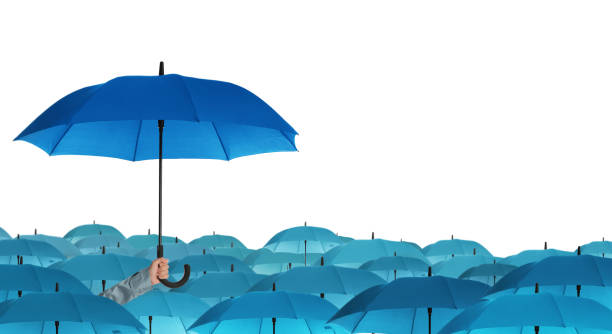 istock Person holding umbrella over other on white background 1400291313